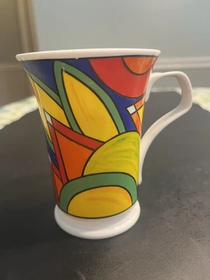 Taza de café colorida abstracta Dunoon Biarritz Jane Brookshaw Inglaterra Foto 1 de 4