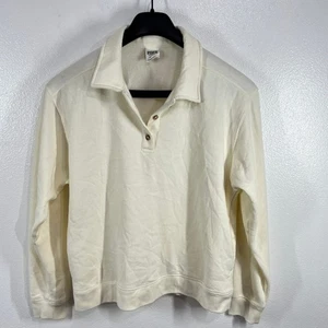 PINK Victoria's Secret Pullover Collared  Fleece Sweatshirt Womens Large Beige - Picture 1 of 7