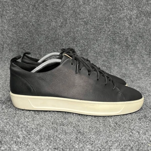Ecco Soft 8 Shoes Men's Size 9 Black Leather Low Lace Up Comfort Casual Sneakers - Picture 1 of 13