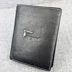 Portafoglio Salvatore Ferragamo Logo Bi-fold Nero Made in Italy Autentica Pelle - Foto 1 di 13