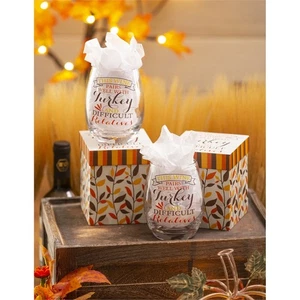 Stielloses Weinglas mit Box, 17 Unzen, Dieser Wein passt gut zu Truthahn und Difficul - Bild 1 von 4