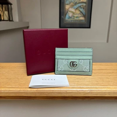 Tarjetero Gucci Ophidia 'Denim Verde Pálido' - Auténtico - Totalmente Nuevo Foto 1 de 4