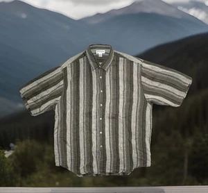 Men's Polo Shirt Short Sleeve Gray Black Tribal Large Striped Reunion Men’s Wear - Picture 1 of 9