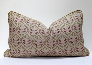 Warner Fabrics Designer Kissenbezug "Vanessa" Blockdruck 35x60cm grün & pflaume - Bild 1 von 7
