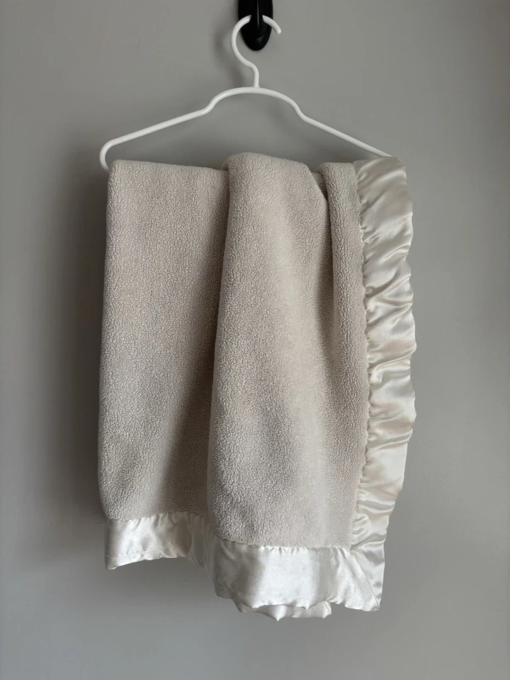 Katie Little Baby Blanket Luxury Plush Cream White Kidsline Thick Satin Trim - Image 1 of 1