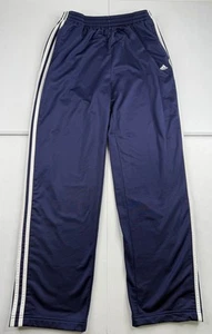 Vtg Adidas Breakaway Pants Side Snap Blue Tearaway 3 Stripes Baggy Y2K Mens L - Picture 1 of 8