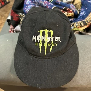 Monster Energy Drink Sz S/M Black Fitted Stretch Baseball Hat Cap 6 3/4 - Picture 1 of 3