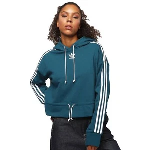 Adidas Originals Women Crop Trefoil Hoodie Short Sweatshirt EC1905 Tech Indigo - Picture 1 of 6