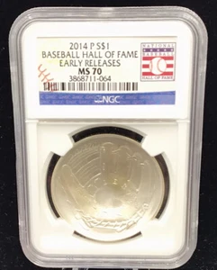 2014 P NGC $1 Baseball Hall Of Fame frühe Veröffentlichungen MS70  - Bild 1 von 2