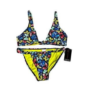 NWT No Boundaries Butterfly Print Bikini Set Women’s M (7-9)  - Picture 1 of 8