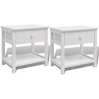 Bedside Cabinet 2 Pcs Nightstand Side Table W/ Drawer Wood White Furniture X5R9