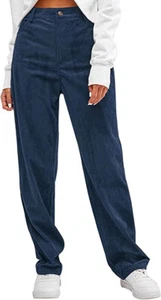 NWT LARGE STRETCH ZAFUL Women Vintage Corduroy Pants High Waisted Straight Leg - Picture 1 of 6