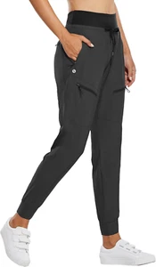 Women'S Joggers Lightweight Hiking Pants High Waist 5 Zipper Pockets Quick Dry T - Picture 1 of 6