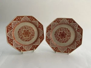 Victorian Pair of Mintons Denmark Pattern Octagonal Earthenware Sideplates - Picture 1 of 9
