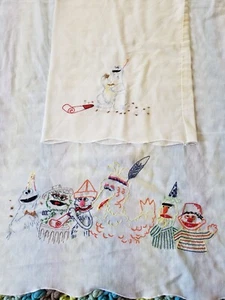 Vintage Sesamstraße Kinderbettlaken & Kissenhülle SET bestickt Kreuzstich  - Bild 1 von 11