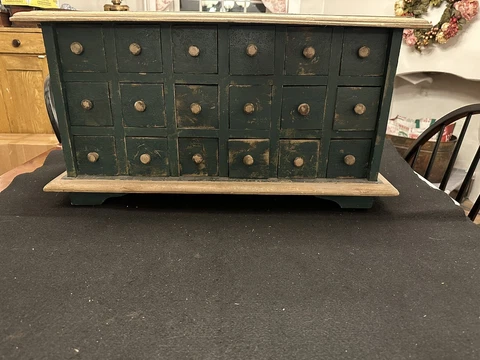 Vintage Primitive 18 Drawer Apothecary Cabinet - Ready to Display Cover