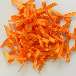 Orange Color Hand Tied Mini Bows 6mm Stain Ribbon Crafting Wedding Card Making - Picture 1 of 7