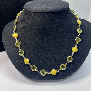 Vintage Liz Claiborne Necklace Sunny Yellow & Peridot Green Briolette Choker - Picture 1 of 3