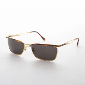 Metallo Vintage Uomo Occhiali da Sole Tartaruga Oro Telaio Grigio Lente - - Foto 1 di 3
