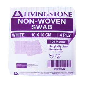 3 x Livingstone Non-Woven Swabs Superior Absorbency White 4 Ply 10x10cm 100/Pa - Picture 1 of 1