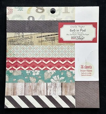 Crate Paper 36 sheets DIY SHOP 6”x6” Paper Pad DESIGNER PATTERNS Scrapbook NEW - Image 1 of 2