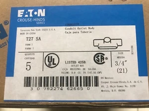 (Box von 5) T27 SA Eaton Crouse-Hinds 3/4" Form 7 Aluminium Rohr Auslass Gehäuse - Bild 1 von 2