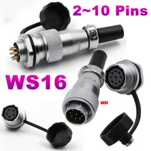 WS16 Waterproof Aviation Plugs Nut Sockets Cable Connectors 2 3 4 5 7 9~10 Pins - Picture 1 of 35