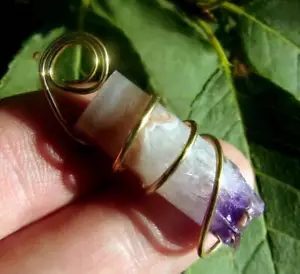 Brasilianischer lila Amethyst Wickel Anhänger Merlin's Gold Bronze 3 - Bild 1 von 4