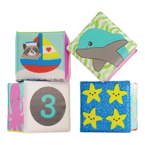 SOFT KIDS BLOCKS 4 Pack Colors Numbers Sea Animals Bathtub Babies Toddlers - Picture 1 of 12