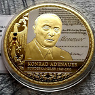 XL GIGANT GOLDMEDAILLE  "KONRAD ADENAUER 1949" - feinvergoldet + Farbe+Swarovski