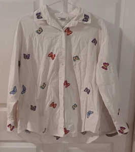 Vintage Mark, Fore & Strike Größe Small Damen Knopfleiste Schmetterling bestickt... - Bild 1 von 4