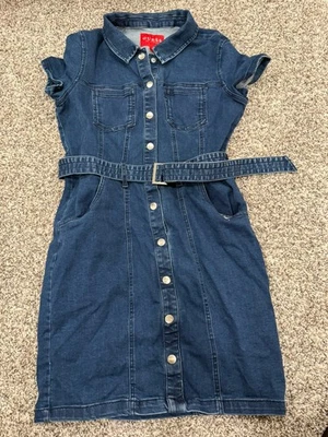 Guess Denim Button-Down Dress with Belt For Girls Size Kids Large - Image 1 of 2