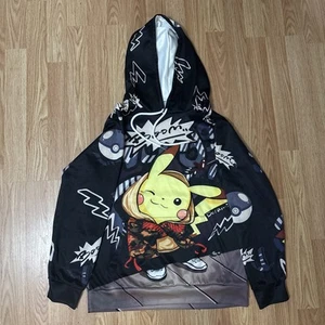 Pokemon PIKACHU BOOM GRAPHIC PULL OVER HOODIE SZ M/L - Picture 1 of 5
