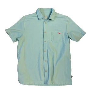 Tommy Bahama Island Zone Supima Cotton Aqua Blue Button Up Polo Shirt Men Size M - Bild 1 von 3