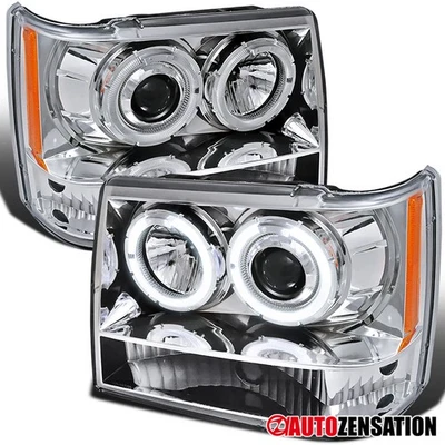 Fit 1993-1996 Jeep Grand Cherokee LED Halo Projector Headlights Lamps Left+Right - Image 1 of 4