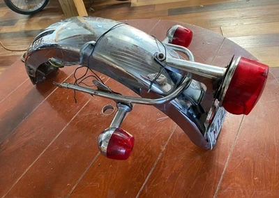 1972 Yamaha XS650 REAR FENDER  FULL UNIT SIGNALS TAIL LIGHTS (CHROME ORIGINAL) - Image 1 of 4