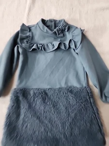 Janie And Jack Girls Steel Blue Cold Weather Dress Size 4 Preowned - Picture 1 of 7