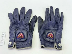 POLO RALPH LAUREN MENS NAVY LEATHER GLOVES ~ Size Medium - Patch & Pony - Picture 1 of 21