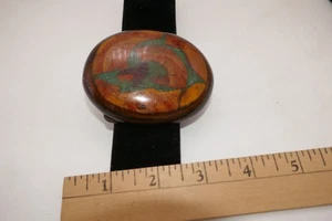 Vintage Wood with green inlay  Belt Buckle - Picture 1 of 4