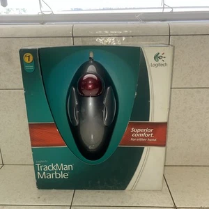 Logitech Marble Optical Trackball Mouse - Gray/Red (910-000806) New Sealed - Photo 1/6