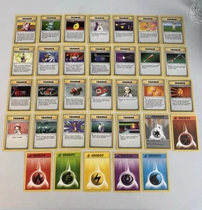 Complete SHADOWLESS 33 Card Pokémon Base Set Trainer And Energy #70 - #102 NM/LP - Picture 1 of 14