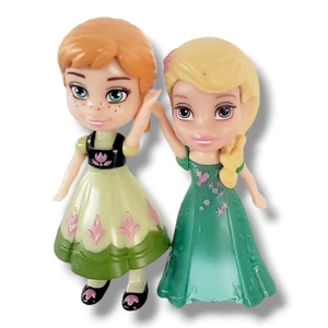 Disney Princess Elsa Anna 3" Mini Toddler Frozen Doll Figure Toy Green Dress - Picture 1 of 3