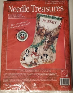 Needle Treasures "Deck The Stalls" Gezählt Kreuzstich Strumpf Kit Pferde Hunde - Bild 1 von 2