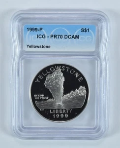 1999-P Yellowstone Commemorative Silver Dollar PR70 DCAM ICG *0939 - Picture 1 of 5