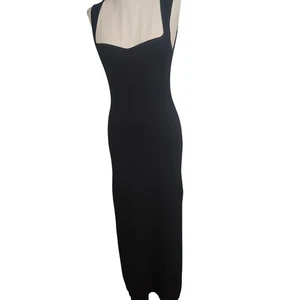 DISSH Black Ribbed Sweetheart Neckline Column Dress - Picture 1 of 8