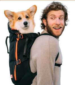 Mochila portaequipajes Little Chonk Dog PEQUEÑA - MEDIANA para perros negra naranja hasta 50 libras - Imagen 1 de 21