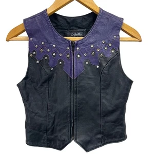 Arella Leather Vest Women's XS Studded Western Cowgirl 80s Vintage Rodeo READ - Picture 1 of 8