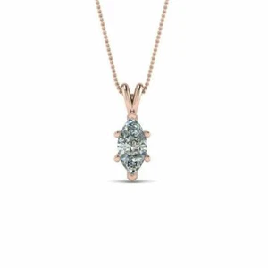 0.50Ct Marquise Cut Lab Created Diamond Solitaire Pendant 14K Rose Gold Plated - Picture 1 of 4
