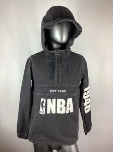 NBA Est. 1946 1/4 zip black denim pullover hoodie sweatshirt Sz medium HTF Rare - Picture 1 of 12