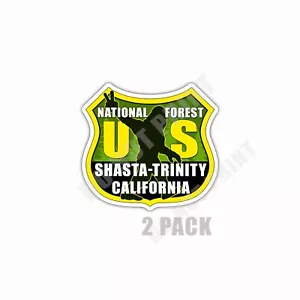 Paquete de 2 pegatinas Shasta-Trinity National Forest CA Bigfoot Souvenir impermeable - Imagen 1 de 4